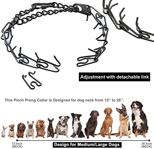 אילוף כלבים צווארון מתכוונן כרום נירוסטה ללא משוך צווארון כלבים אולטרה-פלוס עם טבעת D לרצועה ותגים