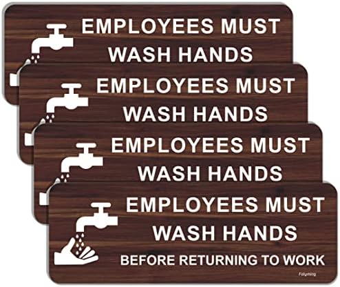 4 עובדי חבילה חייבים לשטוף ידיים לפני שהם חוזרים לשלט עבודה של שלט 9 x 3 שלטי שירותים לעסקים של שלטי אמבטיה