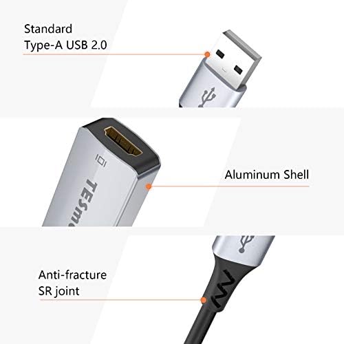 TESMART USB ל- HDMI מתאם, HD 1080P ממיר כבל וידאו שמע, USB 3.0/2.0 ל- HDMI מתאם למקרן מחשב נייד מחשב HDTV תואם ל-