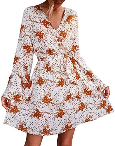 נשים הלטר הצוואר בוהו פולקה דוט הדפסת קיץ מקרית שרוולים גלישת זורם לפרוע שולי מקסי שמלות