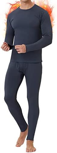 תחתונים תרמיים לגברים, תחתונים ארוכים רכים במיוחד שכבת בסיס מרופדת פליס סט עליון ותחתון למזג אוויר קר