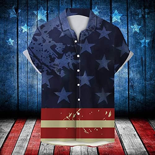 Xxbr 4 ביולי כפתור למטה חולצות לגברים קיץ שרוול קצר פטריוטי דגל אמריקאי רטרו גרפי חולצה מזדמנים