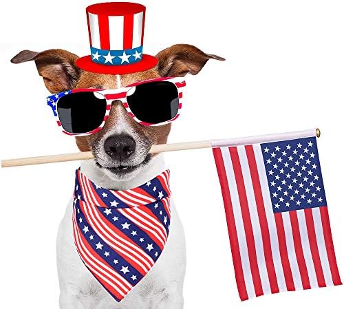 Adoggygo דגל אמריקאי כלב בנדנות, גדלים מרובים המוצעים, משולש צעיף כלבים פטריוטי 4 ביולי כלב בנדנות לכלבים גדולים בינוניים