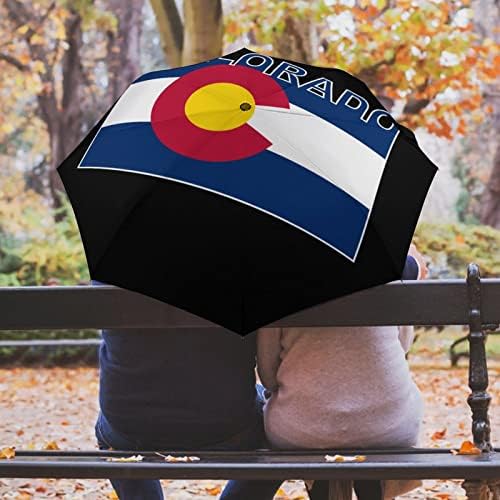 דגל מדינת קולורדו 3 קפלים מטריית נסיעות נגד אולטרה סגול מטריות אטומות לרוח מטרייה פתוחה אוטומטית אופנתית