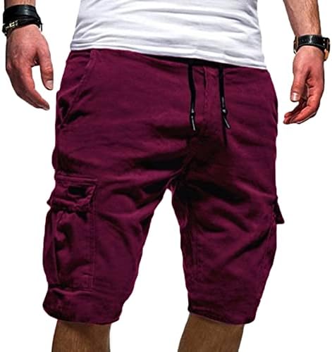 גברים אלסטי מותניים מטען מכנסיים קצרים רב כיסים כושר רופף חיצוני קצר קל משקל שרוך אריג קצר מכנסיים