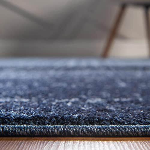 ייחודי נול דל מאר אוסף אזור שטיח-מעבר בהשראת עיצוב עכשווי מודרני, מלבן 5 '3 x 8', כחול/כחול כהה