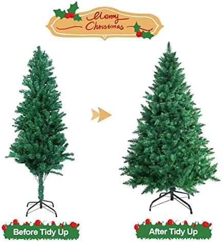 עץ חג מולד מלאכותי של 5ft, עץ חג מולד אשוח צירים, עץ חג מולד, הרכבה קלה עם מעמד מתכת, עיצוב חג המולד לפנים