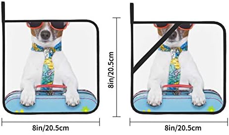 מזוודה שמחה כלב כלבי כריות חמות למטבח מערכות מטבח עמידות בפני חום 2 מחזיקים רפידות חמות מחזיקי סיר 8 × 8 אינץ