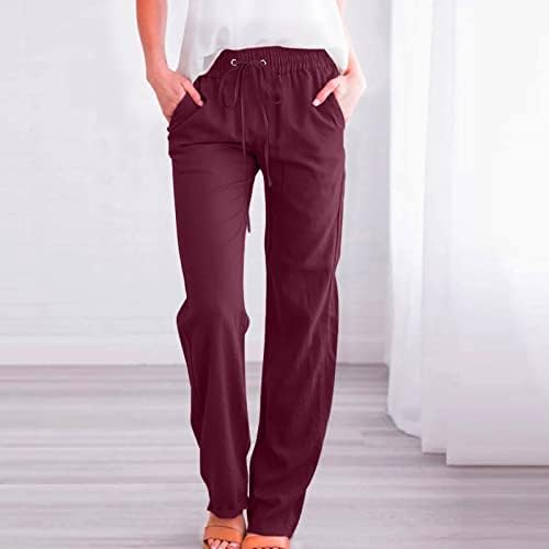 מכנסי מותניים גבוהים של Miashui נשים מותניים מזדמנים מכנסי רגל רחבים עם מכנסי רגל רחבים מכנסי טרנינג מסלול