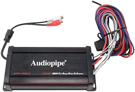Audiopipe APTV-1000.2 מגבר מלא טווח IP67 אטום למים מגבר Class Drine D עבור טרקטורונים, UTVs, סירות ואופנועים, שחור