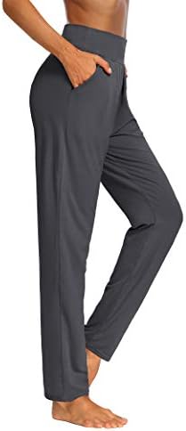 מכנסי יוגה של Sarin Mathews מכנסי יוגה קפלים רגל רחבה רופפת מכנסי טרקלין נוחים מכנסי טרנינג אימון לנשים עם כיסים
