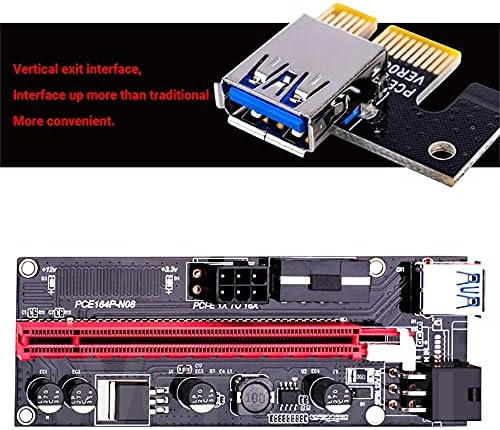 מחברים 1 PCS VER009S PCI -E RISER CARD כפול מתאם 6PIN כרטיס PCIE 1X עד 16X כרטיס מאריך USB 3.0 כבל נתונים
