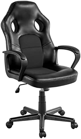 כיסא גיימינג מעור מלאכותי מסתובב מתכוונן, שחור
