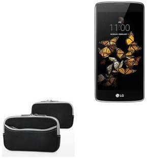 מארז גליבה תואם ל- LG K8 - חליפת חליפה עם כיס, כיס ניאופרן רך שרוול שרוול כיס רוכסן עבור LG K8 - סילון שחור עם חיתוך אפור