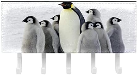 חמוד פינגווין אמא פינגווינים קטנים מתלה ארגונית עם 5 ווי קיר אמבטיה מטבח מדף מדף רב תכליתי אחסון מדף