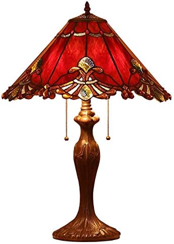 בייה ל10024 בסגנון הבארוק טיפאני ויטראז 'מנורת שולחן עם אהיל בעבודת יד ברוחב 17 אינץ' לסלון חדר שינה ליד המיטה, 26 אינץ