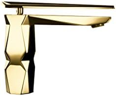 ברז כיור אמבטיה של איקון ברז חור יחיד ויד זהב מלוטש, ידית מנוף, מערבל ברז צורה ברז, עיצוב יוקרה, מיוצר בספרד