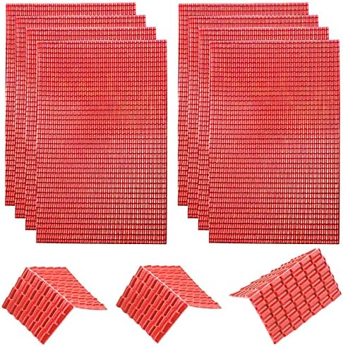 8 גיליונות 2 סגנון דגם בית גג אדום אריחי 11. 8 * 7.8 פלסטיק מיניאטורי אריחי מיקרו נוף אביזרי עבור דגם בניין פיות גן חול שולחן