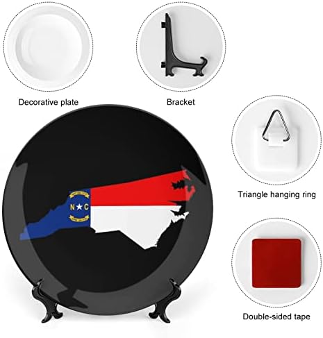 דגל מדינת צפון קרוליינה דגל Mapceramic צלחת דקורטיבית עם מעמד עצם בהתאמה אישית צלחת ביתית למטבח סלון