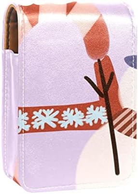 אוריואקאן שפתון מקרה עם מראה חמוד נייד איפור תיק קוסמטי פאוץ, חג המולד קריקטורה מכתב ושלג