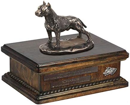 אמריקאי סטאפורדשייר טרייר, כד עבור כלב אפר זיכרון עם פסל, לחיות מחמד של שם וציטוט-ארטדוג אישית