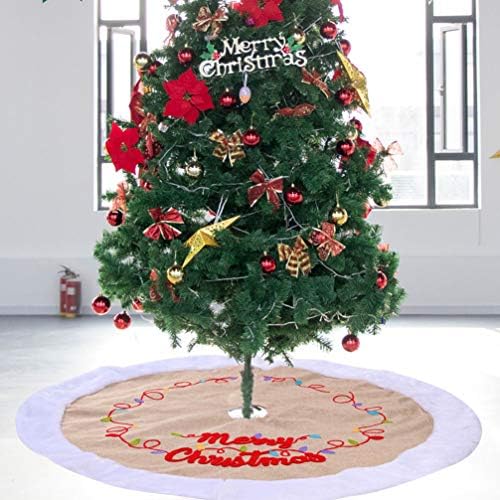 חצאית עץ עץ של Bootoyard Wicker אותיות חג שמח חצאית עץ פשתן סינר עץ חג המולד לא ארוג