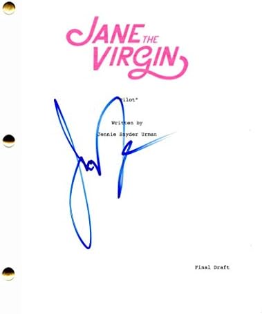 ג'סטין בלדוני חתם על חתימה של ג'יין התסריט הטיס המלא של הבתולה - ג'ינה רודריגז, מייקל רדי, מטר וחצי זה מזה