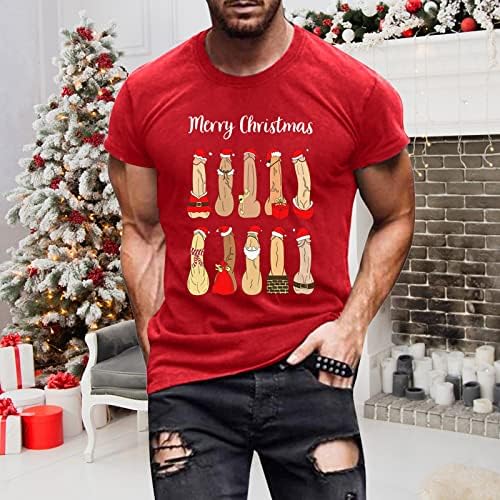 חולצות טריקו של שרוול קצר לחג המולד עבור גברים, תלבושות מעצבות הדפסת חג המולד מכוערות אימון גרפי מצחיק