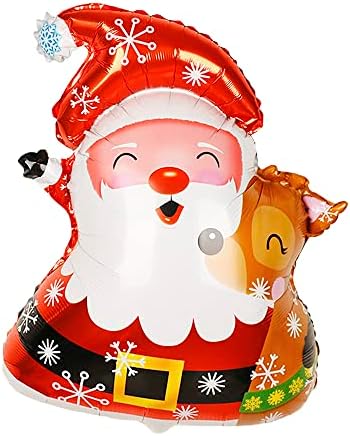 Wanabuy - 5 יח ' - בלוני נייר לחג המולד שמח לקישוט הבית והמסיבות - סנטה קלאוס - חגורת סנטה וכוכבים בלונים - אדום -ירוק