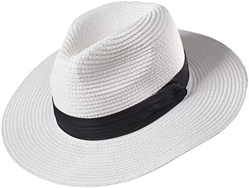 כובע פנמה קש רחב שוליים דלוקס, כובע שמש חוף פדורה עד 50+, בחירת צבע, כובעי פנמה מתכווננים לנשים או גברים