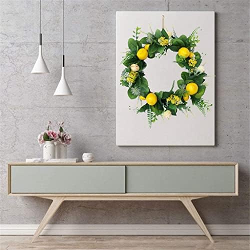 גנאפנר לימונים זר זר פרי אביב עם לימונים מלאכותיים פרחים ועלים ירוקים לדלת הכניסה, קיר, עיצוב בית