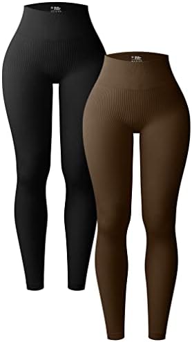 OQQ לנשים 2 חלקים חותלות יוגה מצולמות אימון חלקות מכנסיים מותניים גבוהים