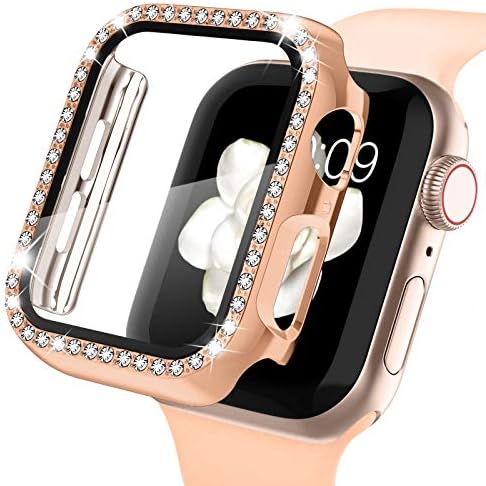 RECOPPA תואם למארז Apple Watch עם מגן מסך עבור Apple Watch 40 ממ סדרה 6/5/4/SE, Bling Crystal Diamond Rhinestone