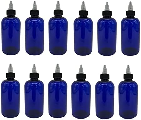 8 גרם בקבוקי פלסטיק בוסטון כחולים - 12 חבילות ניתנות למילוי בקבוק ריק - BPA בחינם - שמנים אתרים - ארומתרפיה