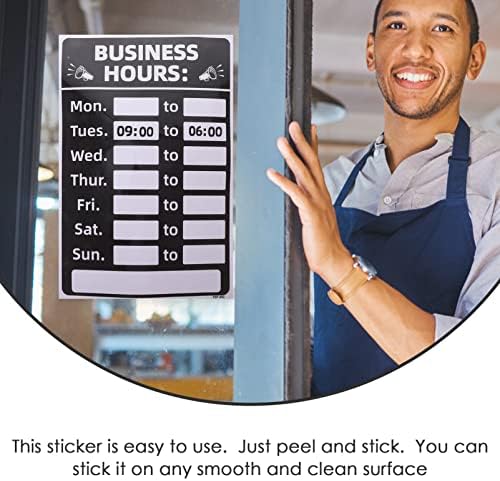 Tofficu 6 PCS חנות שעות עסקים חותמים על מדבקות חלונות בהתאמה אישית עצמית לחנות דלתות מזכוכית מסעדה קדמית מסעדה