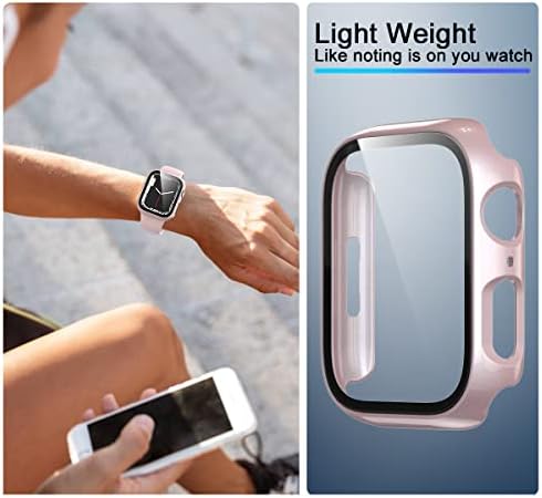LXDANYU 6 Pack Case תואם ל- Apple Watch SE 2021/2022 סדרה 6/5/4 44 ממ עם מגן מסך זכוכית מחוסמת מובנה, כיסוי מגן כללי
