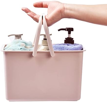 סל מקלחת פלסטיק של Alink עם ידית, מארגן אחסון נייד למעונות במכללה, חדר אמבטיה, מטבח - ורוד