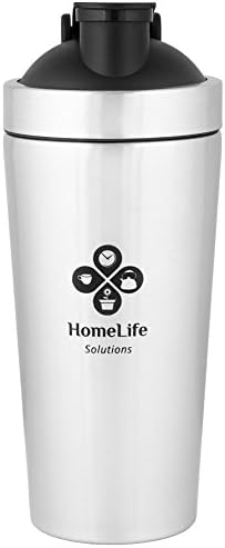 פתרונות HomeLife פתרונות נירוסטה שייקר ספל נסיעות 24oz קיבולת. מושלם לשייק חלבון, שייקים או מים. עם תסיסה מובנית