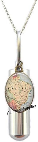AllMapsupplier Cermation Cermation שרשרת כד, מפת ברזיל, כד ברזיל, תכשיטי מפות ברזיל, שרשרת כד ברזיל, שרשרת ברזיל,