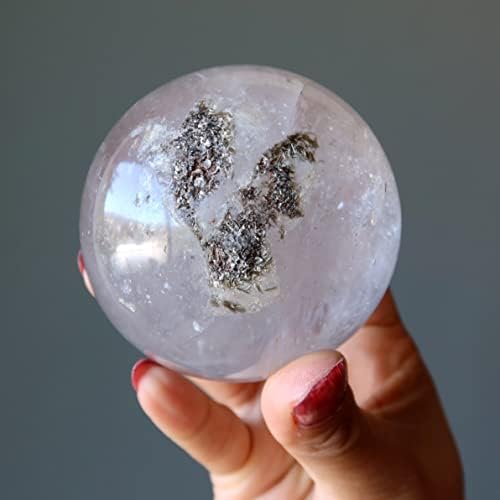 גבישי סאטן סאטן קוורץ מעושן כדור תעלומה הכללת מינרלים כדור קריסטל 2.75-3.0 אינץ '