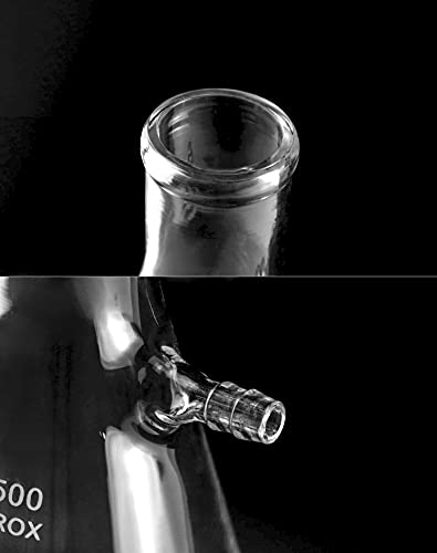 בקבוק סינון q עם צינור עליון, 500 מל כבד בורוסיליקט זכוכית צורה חרוטית סינון בקבוק פה צר וגימור עליון עם זרוע צד אינטגרלית,
