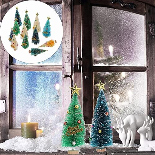 קישוטי חג המולד של Valiclud 12 יחידות מיני חג המולד עץ סיסל שלג עץ חלבית חג המולד עץ שולחן עץ פסלון חג קישוטי עץ