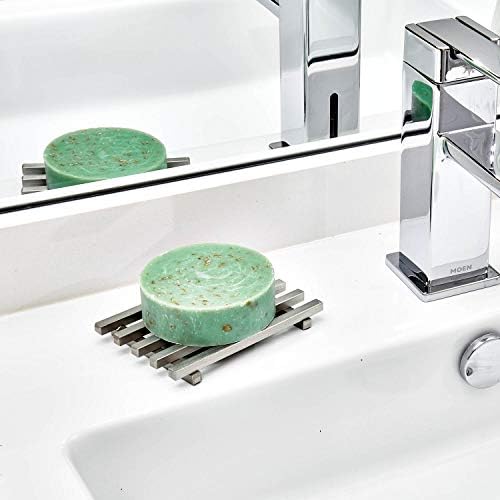 Idesign Steel מטבח עצמאי ומחזיק סבון בר אמבטיה, קולקציית קיוטו-4.25 x 3 x 0.5 , נירוסטה מוברשת