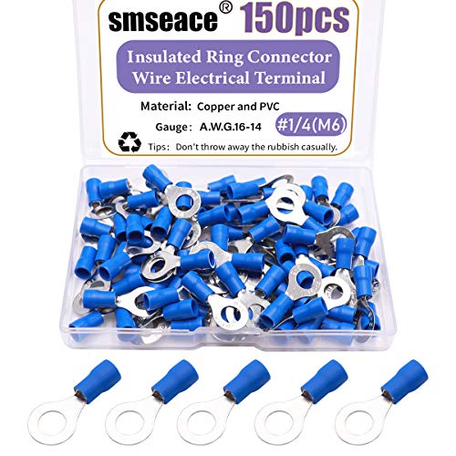 150 יחידות 1/4 מבודד טבעת מסופי כחול סוג חוט מחבר + 580 יחידות סגור סוף מלחץ מסוף