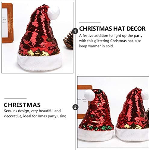 בגד גוף 2 יחידות חג המולד כובע פאייטים קצר קטיפה חג המולד כובע מבריק חג המולד כובע קישוט חג המולד בית תפאורה