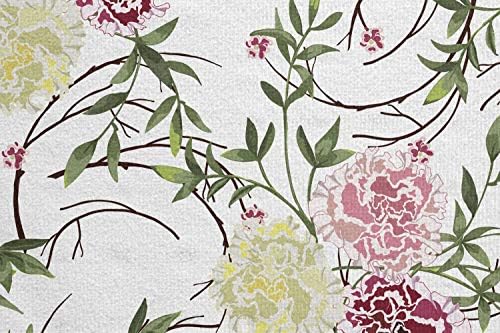 מגבת מחצלת יוגה פרחונית של אמבסון, אמנות מצוירת ביד כמו עלים פרחים פורחים צבעוניים פרחים וזרדים ארוכים, כיסוי כרית אימון