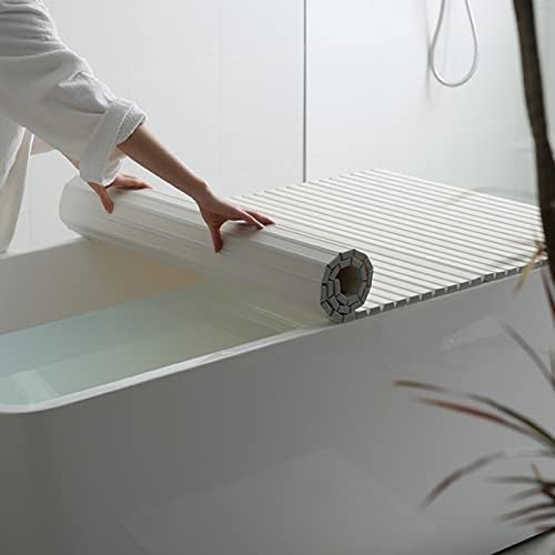 מגש אמבטיה של פנגפנג פנגפי, מכסה אמבטיה מתקפל אבק אבק, לוח בידוד תריס לבן אמבטיה, מתאים לרוב האמבטיות, עובי