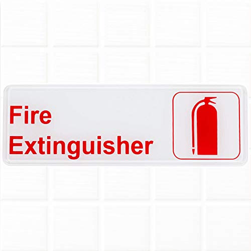 סימן מטף אש - לבן ואדום, סימני יציאה מאש/ביטחון אש בגודל 9X3 אינץ 'על ידי Tezzorio