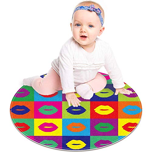 דפוס שפתיים צבעוני של פופ ארט, שפשוף לא להחליק 23.6 שטיחי שטיחים שטיחים שטיחים לילדים לחדר שינה חדר תינוקות חדר משחק