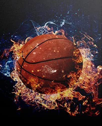 ציור יהלום באש כדורסל לפי מספרים - Maiyiyi 5d ציור יהלום עגול מלא ציור כדורסל ציור יהלום צולב קיט ערכת כדורסל חובב